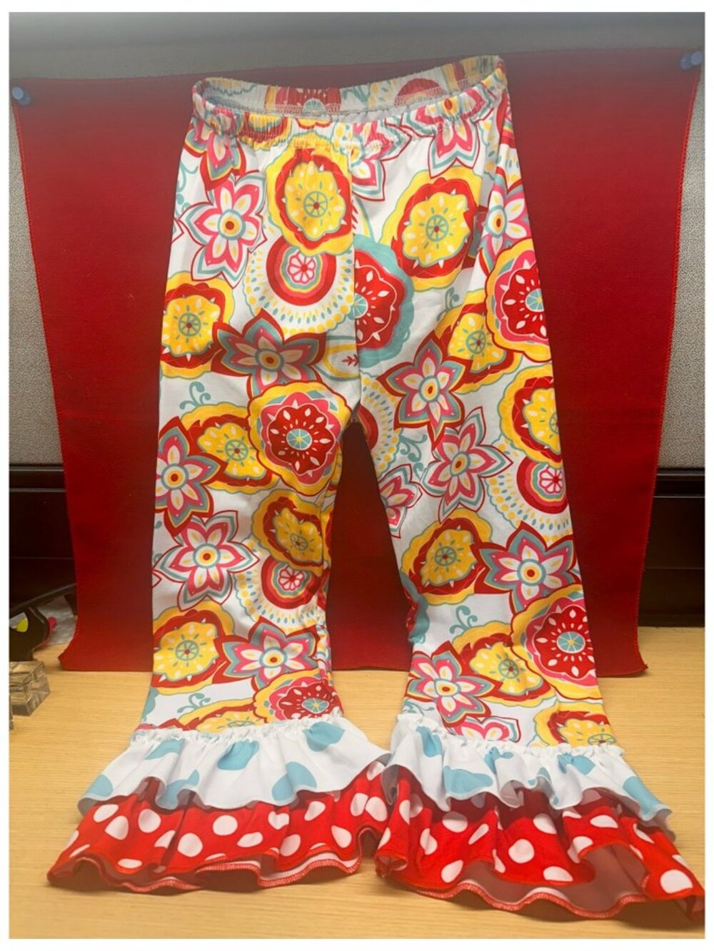 Adorable Sweetness Girl's Flower Pattern Ruffled Pants Size 6